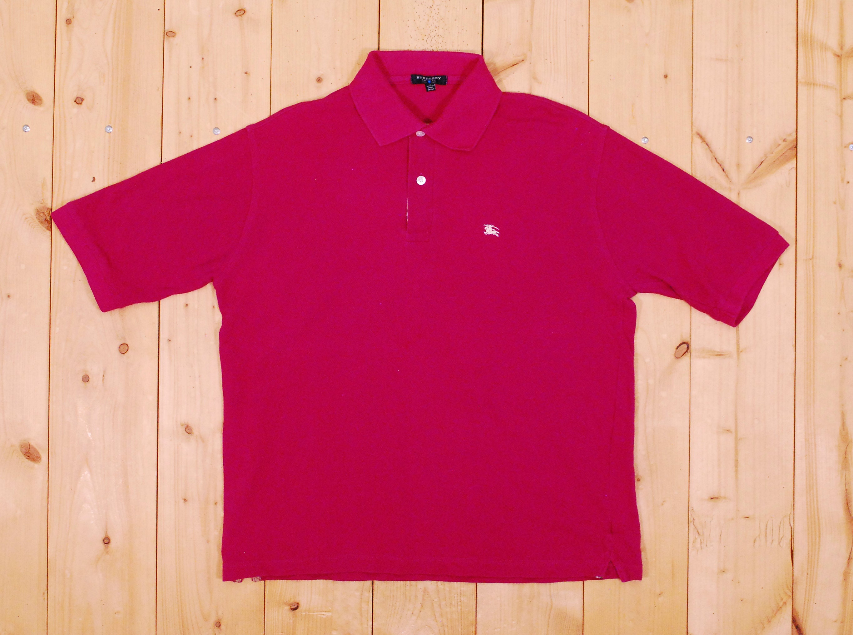 Vintage 90s Burberry Polo T-Shirt, Size Small, Color Block