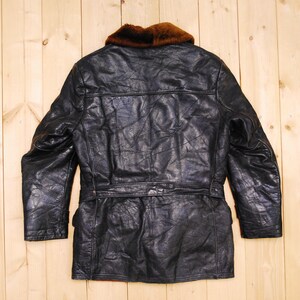 Vintage 1940's/50s Black Shearling Lined 3/4 Length Horsehide Jacket / Retro Collectable Rare image 6