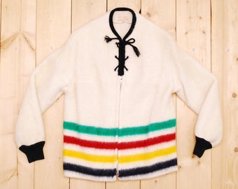 60-70s Canada製 Hudson's Bayウールコート 60s~'70s ヴィンテージ カナダ製 HUDSON'S BAY マルチボーダー
