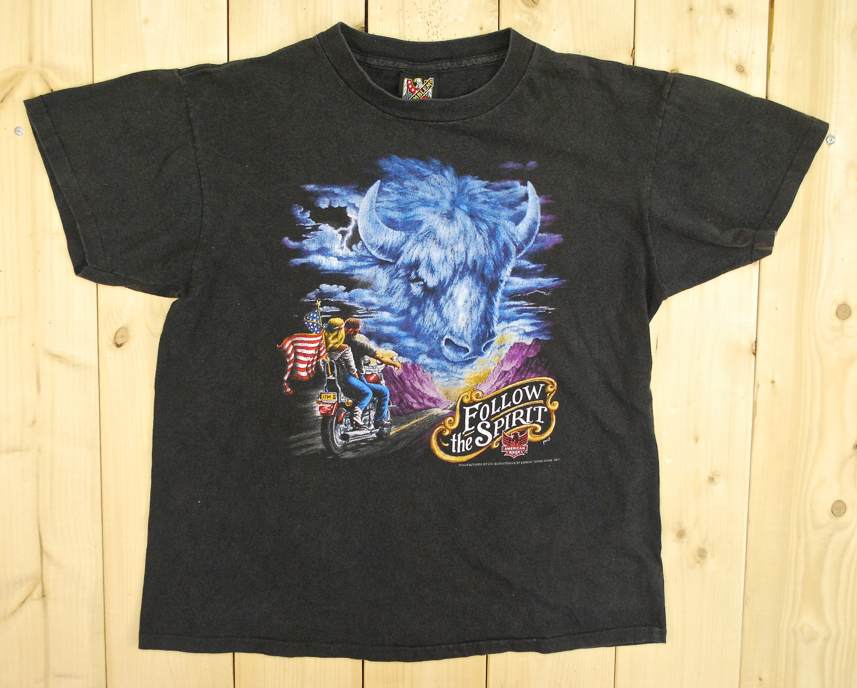 Vintage 1994 American Biker 3D Emblem T 