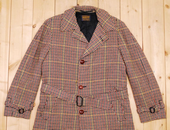 Vintage 1960's/70's Brown Houndstooth PENDLETON 3… - image 2