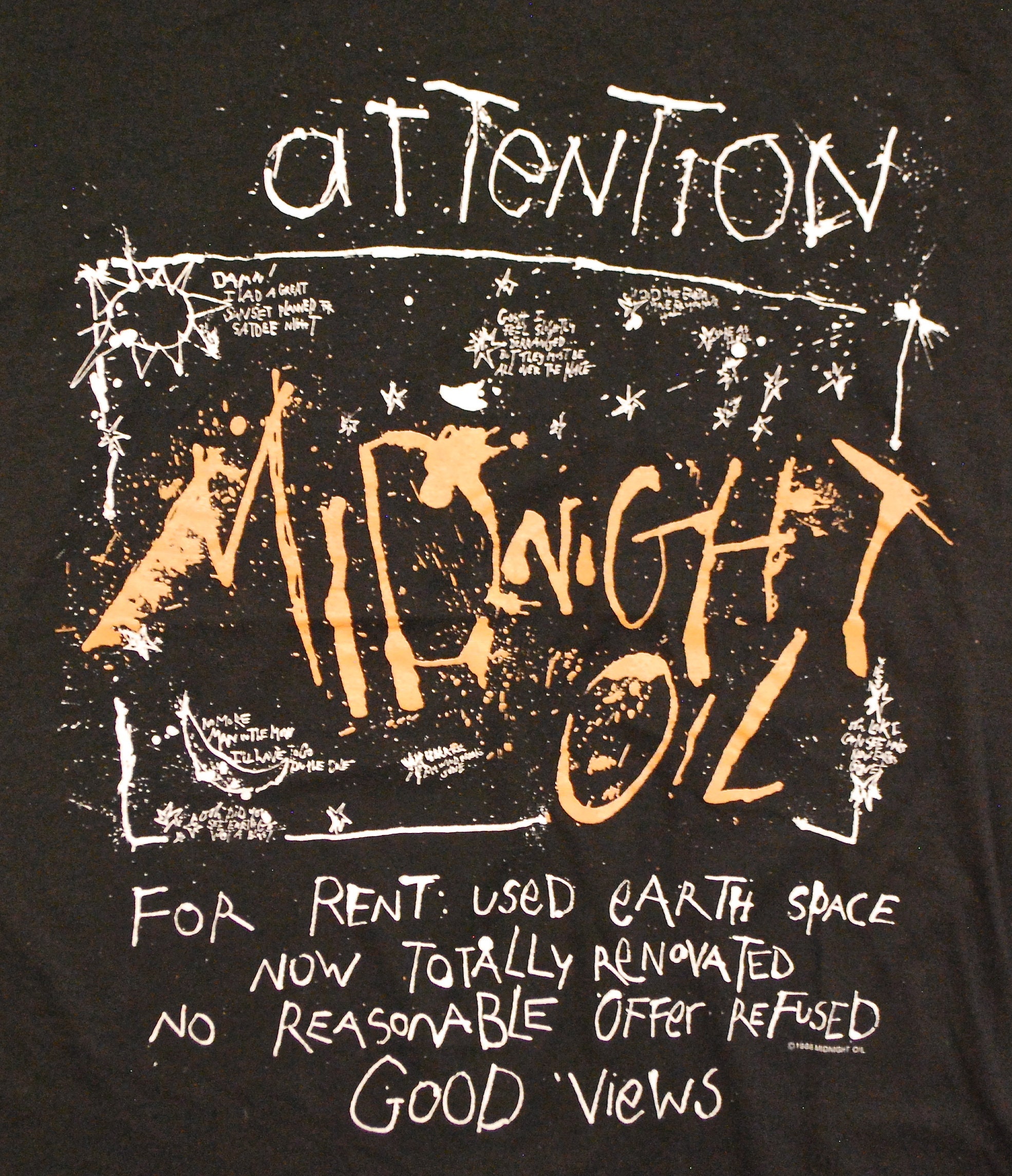 ヴィンテージ 1988 MIDNIGHT OIL ツアー T シャツ / ディーゼル アンド