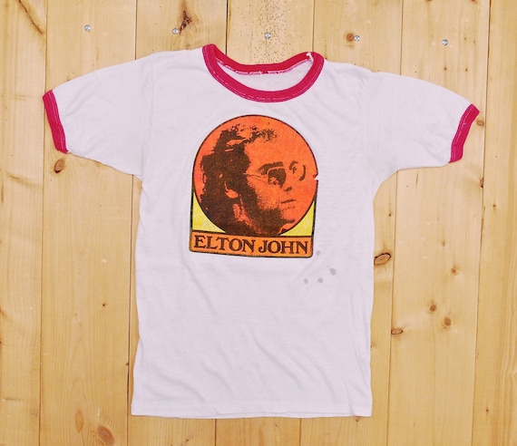 Vintage 1970's ELTON JOHN Ringer T-Shirt / Retro C