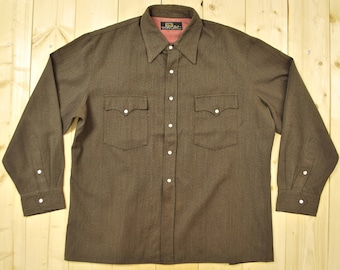 Vintage 1940's/50's Brown Gabardine Western Shirt / Hallmark Shirt / Cowpunk /Retro Collectable Rare