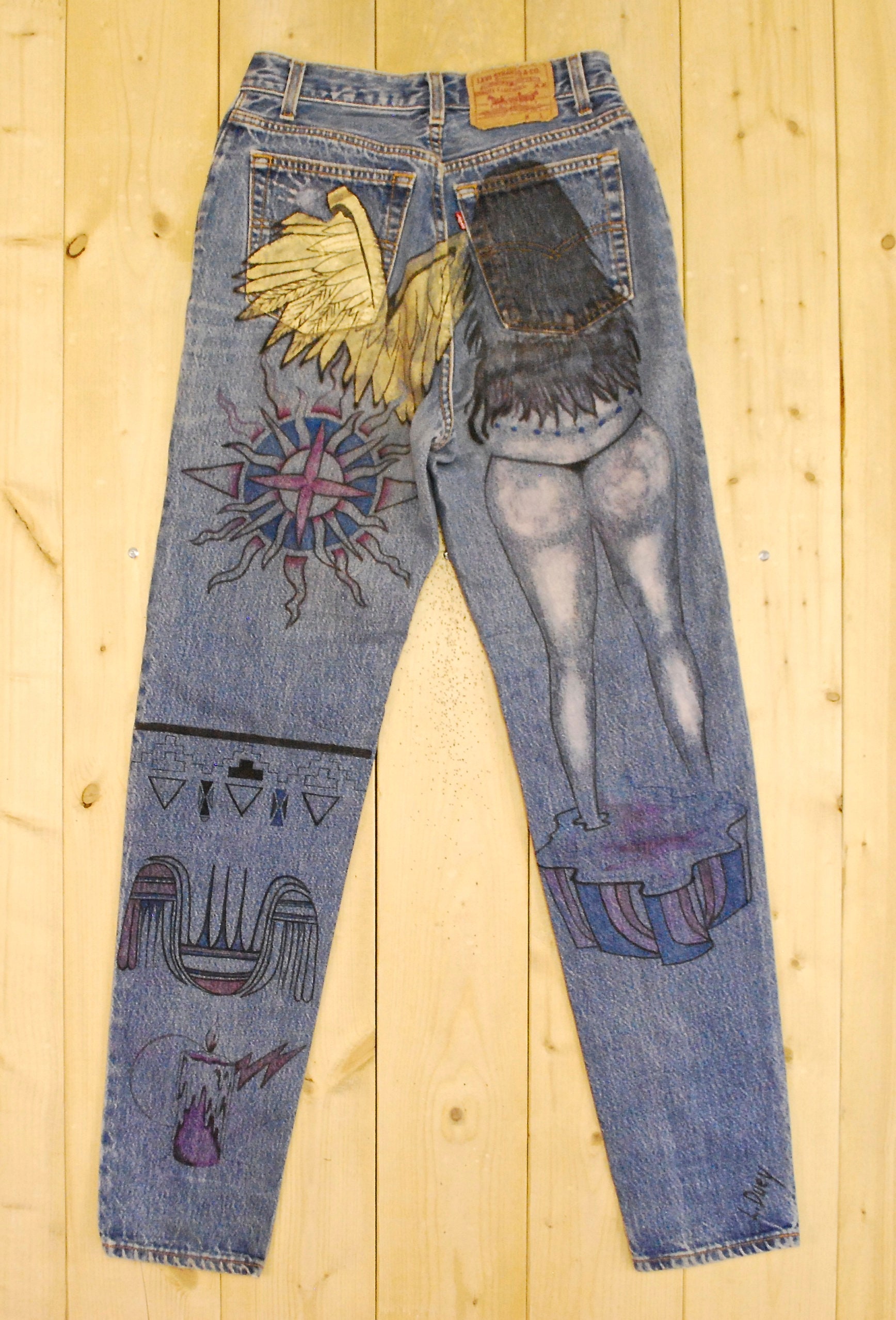 Vintage 1980's LEVIS 501's Custom Graffiti Painted Denim