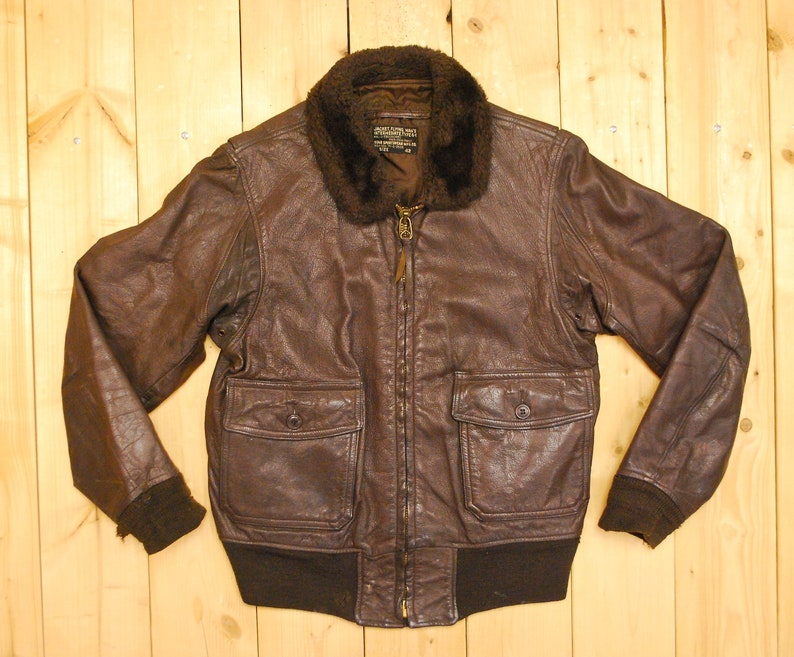 Brown G-1 Navy Leather Flight Jacket with Removable Fur Collar