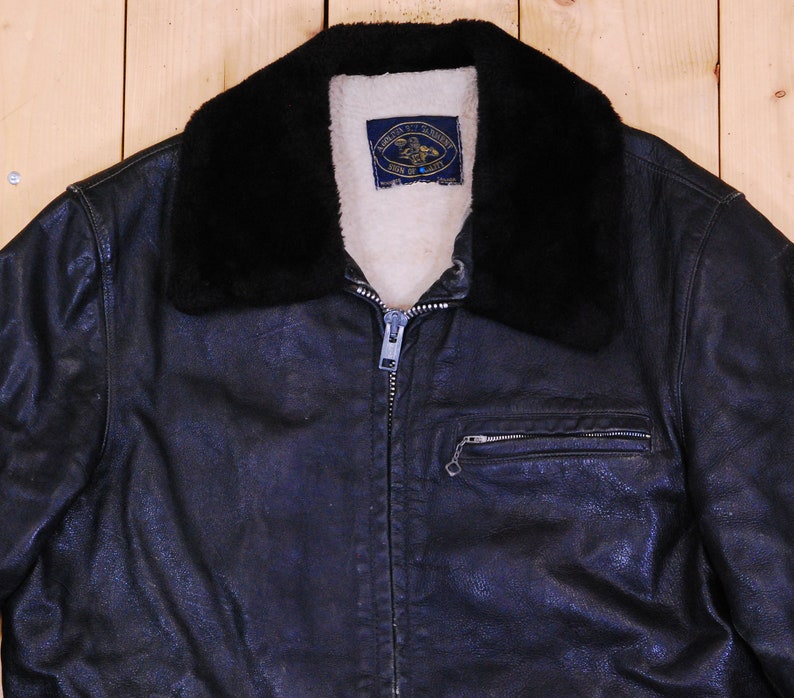 Vintage 1960's/70's Black GOLDEN BOY GARMENT Bomber/Motorcycle Jacket / Retro Collectible Rare image 2