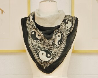 Bufanda YIN YANG vintage de 1989, original, de gasa de algodón indio, coleccionable retro, rara.
