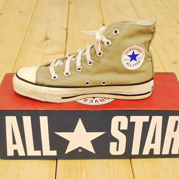 Vintage 1990's Deadstock Flint Khaki CONVERSE CHUCK TAYLOR Hi-Top Sneakers / Size 3 / Made in U.S.A. / Retro Collectable Rare
