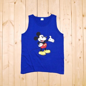 Vintage 1970&#39;s/80&#39;s MICKEY MOUSE Blue Tank Top / Made in U.S.A. / Retro Collectable Rare