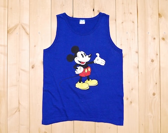 Vintage 1970's/80's MICKEY MOUSE Blue Tank Top / Made in U.S.A. / Retro Collectable Rare