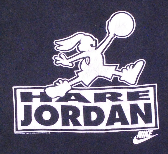 Vintage 1990's Black NIKE Hare Jordan T-shirt / Bugs Bunny / Made