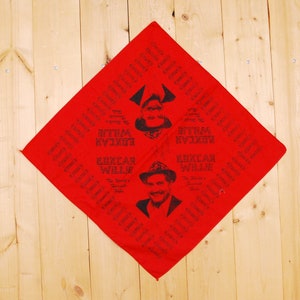 Vintage 1970&#39;s Red Autographed BOXCAR WILLIE Bandana / World&#39;s Favorite Hobo / Retro Collectable Rare