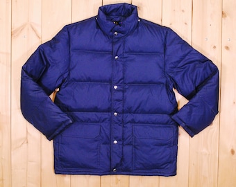 Vintage 1980's Blue Down Filled Puffer Ski Jacket / Parka / Retro Collectable Rare