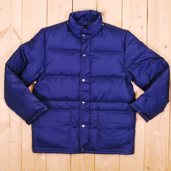 vintage 1980's Blue Down Filled Puffer Ski Jacket / Parka / Retro Collectable Rare