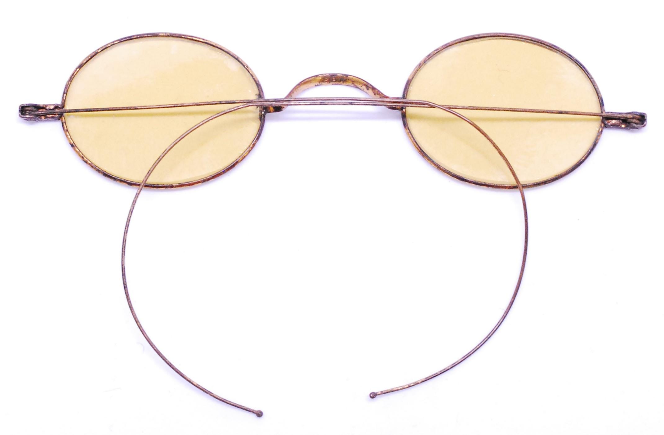 Vintage 1880's - 1900's Antique Amber Tinted Sunglasses / Retro