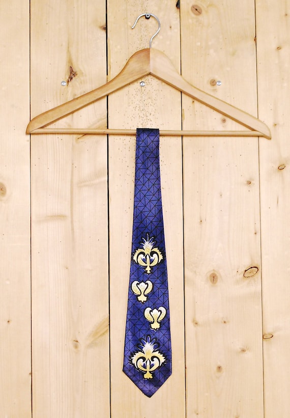 Vintage 1930's/40's Blue and Gold Necktie / Troph… - image 1