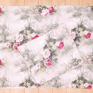 Vintage 1940&#39;s/50&#39;s 2 Piece Barkcloth Curtain Fabric / 32&quot; x 60&quot; / Garden Print / Retro Collectable Rare
