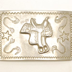 Vintage 1950&#39;s/60&#39;s Western Saddle Silver Belt Buckle / Retro Collectable Rare