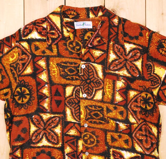 二点以上お買い上げ送料無料 70’S~ビンテージHUKILAU FASHION ハワイアン コットン アロハシャツ(メンズXL)E1052大きいサイズ 6/10P1 ビンテージ Hukilau Fashions HONOLULU 着物 はんてん型 アロハ 甚平