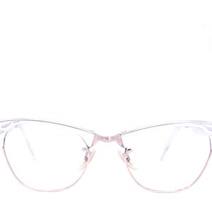 Vintage 1950&#39;s Silver Gloss Aluminum Cateye Eyeglasses / Retro Collectible Rare #2739