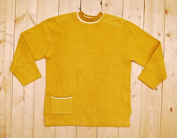 PontiacDryGoods Vintage 1940's/50's Burnt Yellow Stanfield's Pep Shirt Inside Out Raglan Long Sleeve Sweatshirt / Retro Collectable Rare