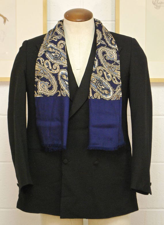 Vintage 1930's/40's Navy Blue LANVIN Paisley Patt… - image 1