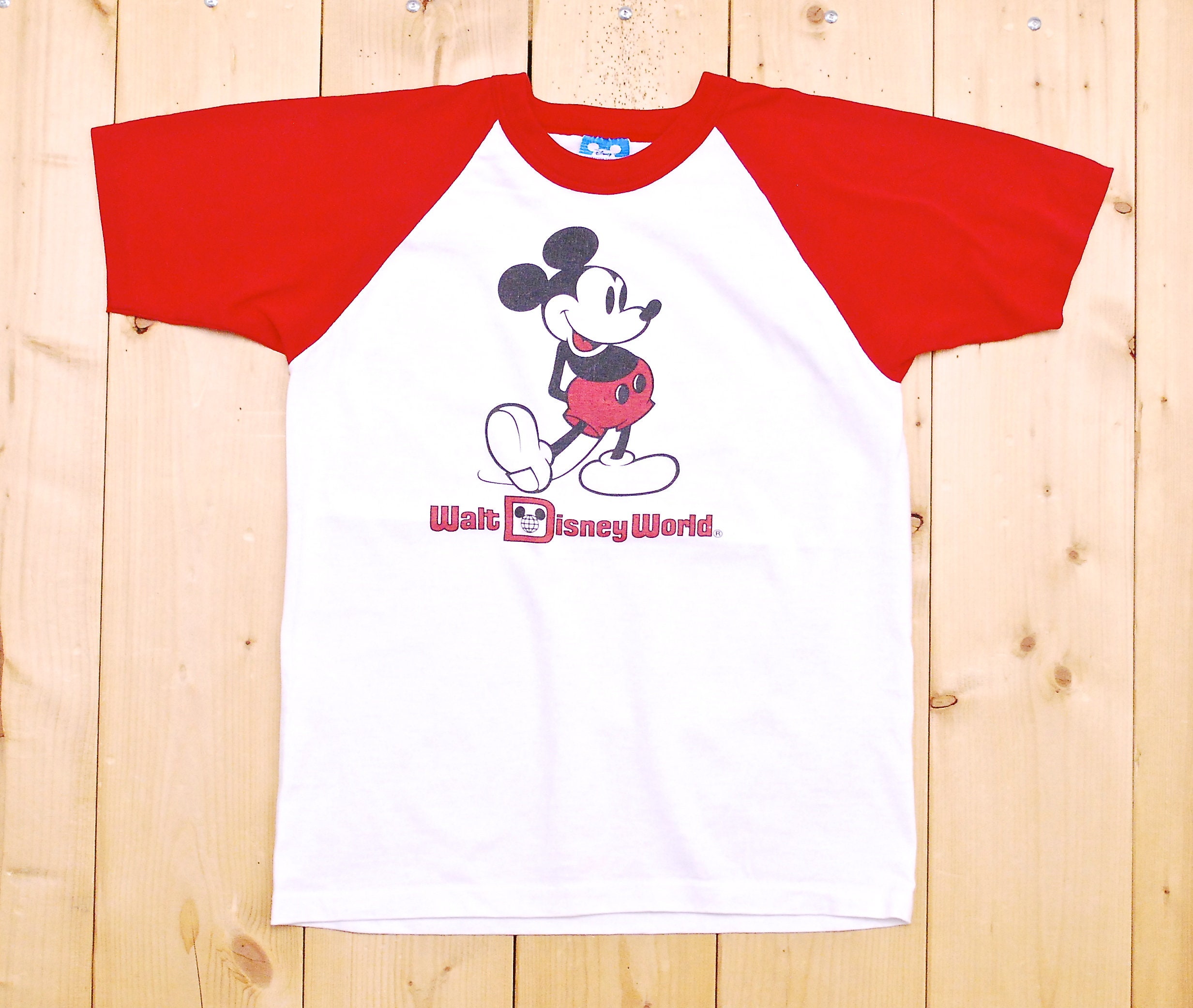 Vintage 1970's MICKEY MOUSE Red/white Baseball T-shirt
