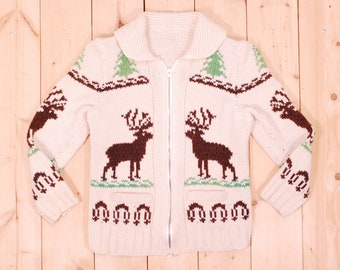 Vintage 1950's/60's COWICHAN Sweater / Deer Pattern / Small Size / Retro Collectable Rare