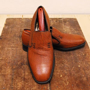 Vintage 1970&#39;s Men&#39;s Brown Pebbled DACKS Slip On Dress Shoes / Retro Collectable Rare / bjr