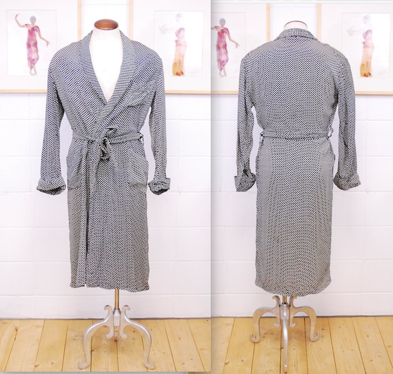 Vintage 1930's/40's Blue Polka Dot Men's Rayon Rob