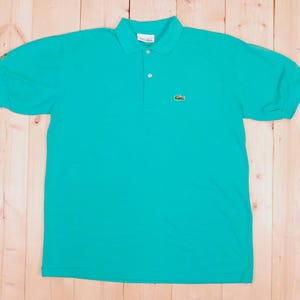 Vintage 1980&#39;s/90&#39;s Green/Turquoise LACOSTE Pique Polo Shirt / Made in France / Retro Collectable Rare