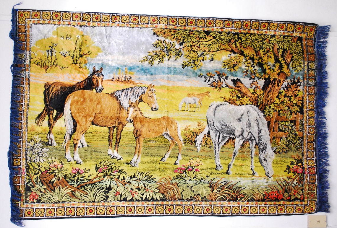 Vintage 1960's/70's HORSE Wall Tapestry / Rug / Wall Etsy