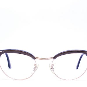Vintage 1950&#39;s Black SHURON Cateye Eyeglasses with Rhinestone Details / Retro Collectible Rare #2745