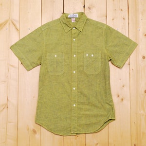 Vintage 1960&#39;s/70&#39;s Green HUDSON&#39;S BAY JEUNESSE Short Sleeve Shirt / Retro Collectable Rare / bjr
