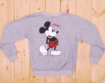 Vintage 1980's MICKEY MOUSE Grey (Back Print) Sweatshirt / DISNEY / Retro Collectable Rare