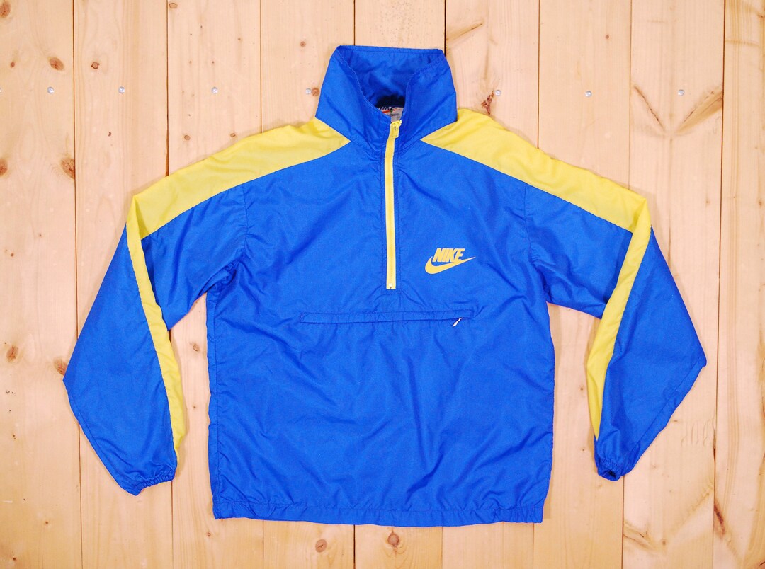 Vintage Early 1970's Blue and Yellow NIKE Orange Swoosh Nylon
