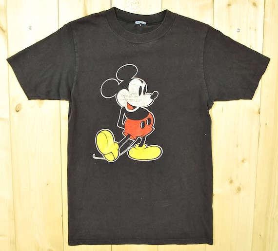 Vintage 1970's MICKEY MOUSE Black T-shirt / DISNEY / Retro