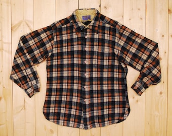 Vintage 1960's/70's Brown Plaid PENDLETON Loop Shirt / Lumberjack / Hunting / Cruiser / Retro Collectable Rare