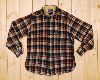 Vintage 1960's/70's Brown Plaid PENDLETON Loop Shirt / Lumberjack / Hunting / Cruiser / Retro Collectable Rare