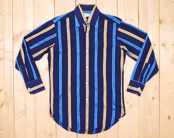 Vintage 1980's LANVIN Striped Dress Shirt / Retro Collectable Rare