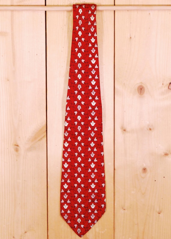 Vintage 1930's/40's Red Necktie / Floral Motif / … - image 2