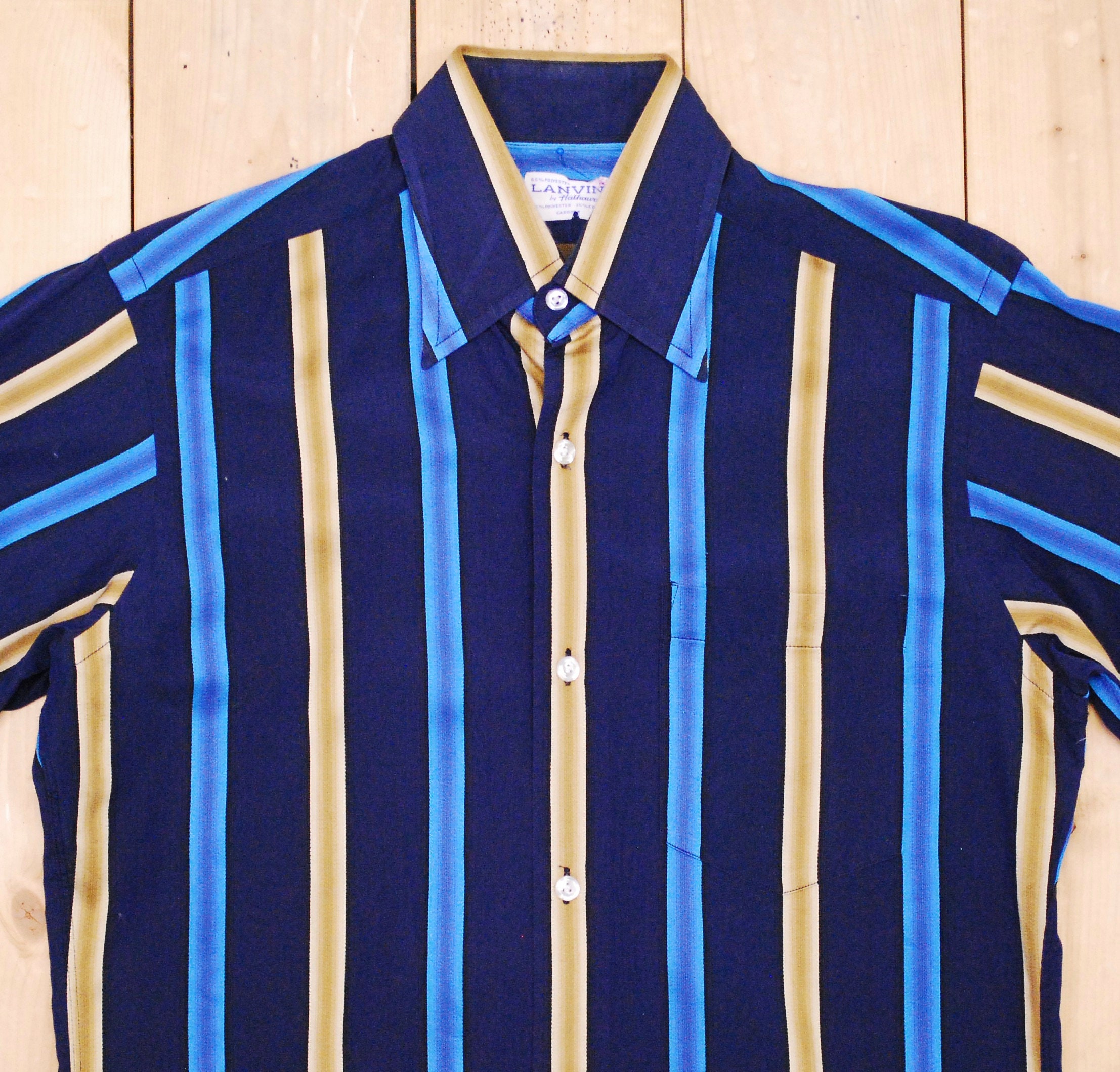 Vintage 1980's LANVIN Striped Dress Shirt / Retro