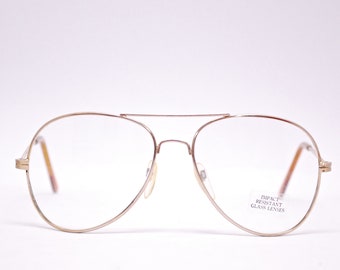 Vintage Deadstock 1970&#39;s Aviator Eyeglasses with Demo Lenses NOS / Retro Collectable Rare #1143