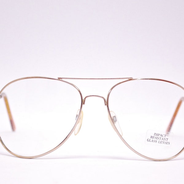 Vintage Deadstock 1970's Aviator Eyeglasses with Demo Lenses NOS / Retro Collectable Rare #1143
