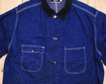 ジャケット・アウター 80s sears box logo work jacket USA VTG 80s SEARS WORK LEISURE US Mens M Blue 100% Cotton Denim