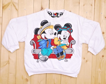 Jahrgang 1980 MICKEY MOUSE und MINNIE gepolstert Sweatshirt / Mickey unbegrenzt / Retro Sammler selten
