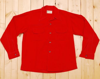 Vintage 1940's/50's TOWN & COUNTRY by McGREGOR Corduroy Long Sleeve Shirt with Flap Pockets / Retro Collectable Rare