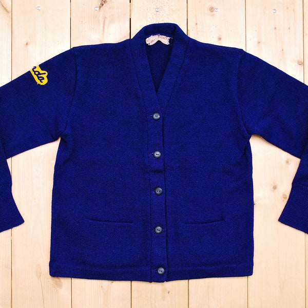 Vintage 90s Black & Orange Wool Letterman Sweater - XS