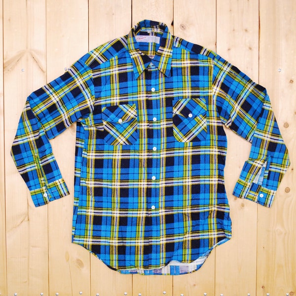 Vintage 1970's CHAMPION Plaid Flannel Shirt / Hunting / Cruiser / Retro Collectible Rare / bjr